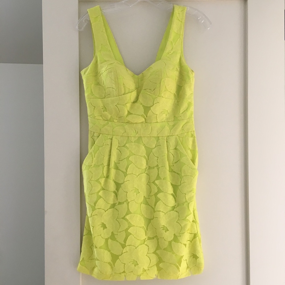 BCBG Neon Green Dress with Pockets